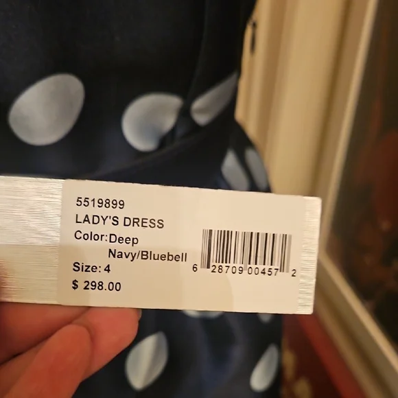 Kay Unger Navy and White Polka Dot A-Line Dress - Picture 8 of 9